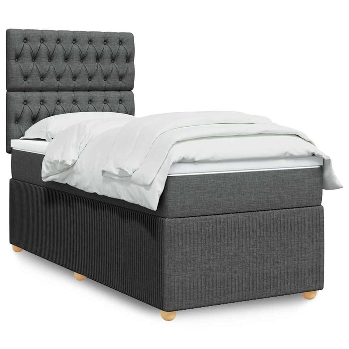 Pat box spring cu saltea, gri închis, 80x200 cm, textil - WALTI WALTI