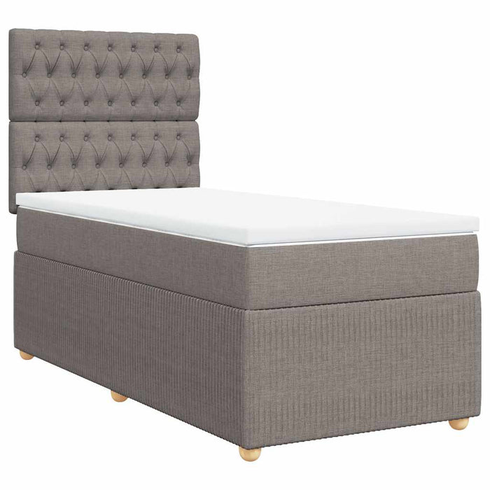 Pat box spring cu saltea, gri taupe, 80x200 cm, textil - WALTI WALTI