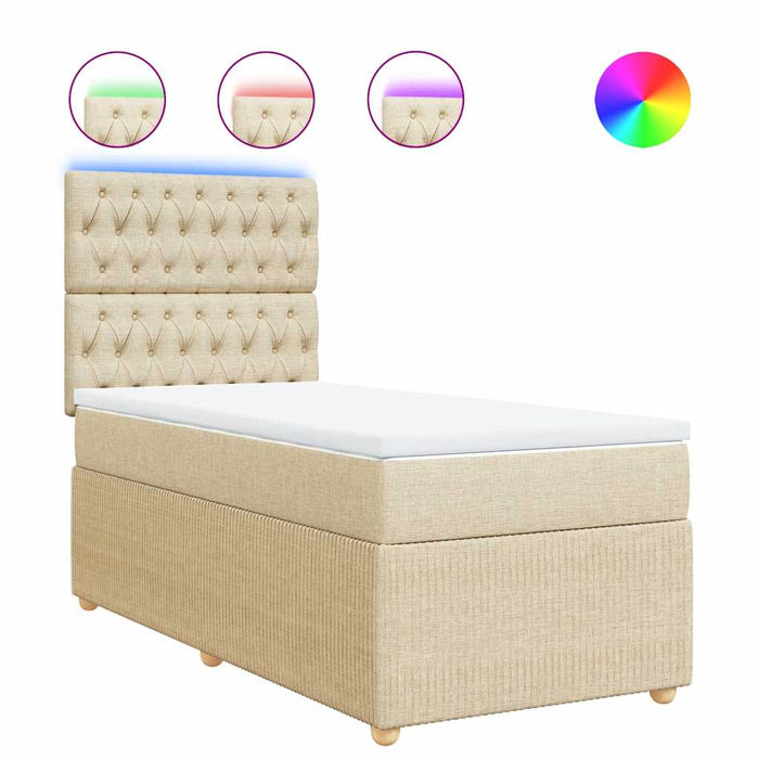 Pat box spring cu saltea, crem, 80x200 cm, textil - WALTI WALTI