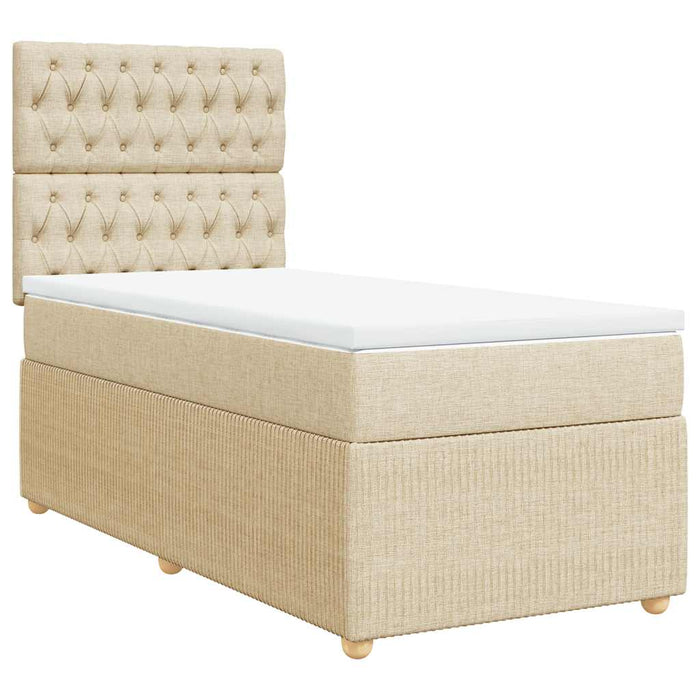 Pat box spring cu saltea, crem, 80x200 cm, textil - WALTI WALTI
