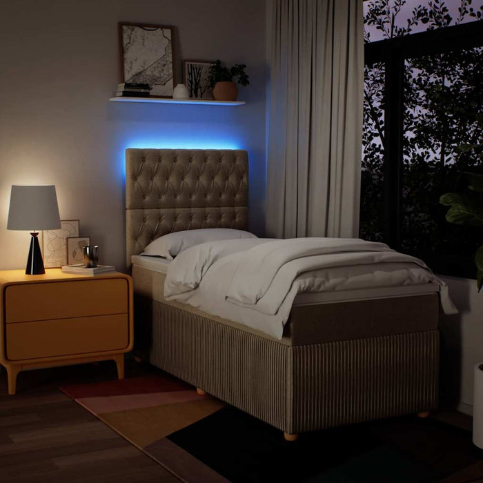 Pat box spring cu saltea, crem, 80x200 cm, textil - WALTI WALTI