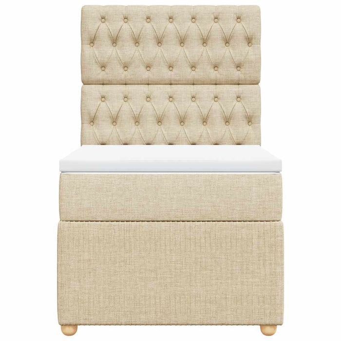 Pat box spring cu saltea, crem, 80x200 cm, textil - WALTI WALTI