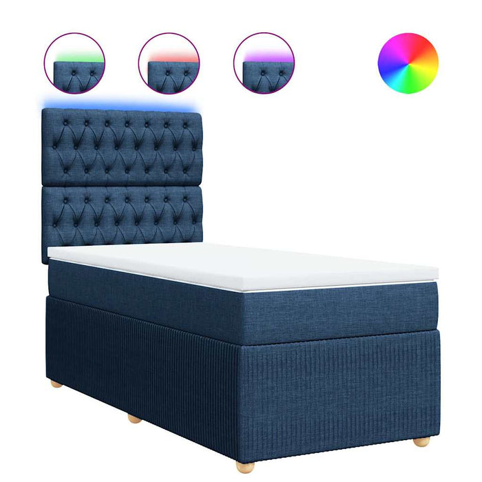 Pat box spring cu saltea, albastru, 80x200 cm, textil - WALTI WALTI