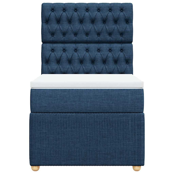 Pat box spring cu saltea, albastru, 80x200 cm, textil - WALTI WALTI