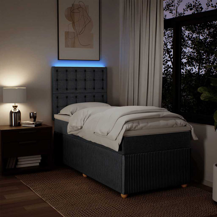 Pat box spring cu saltea, gri închis, 80x200 cm, textil - WALTI WALTI