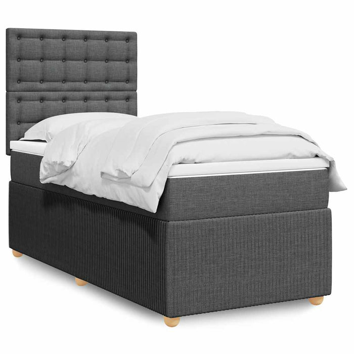 Pat box spring cu saltea, gri închis, 80x200 cm, textil - WALTI WALTI