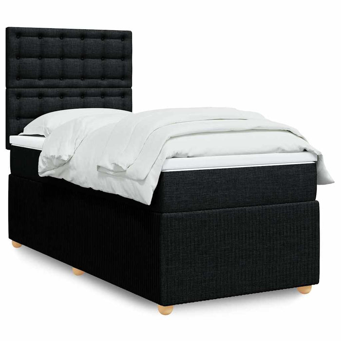 Pat box spring cu saltea, negru, 80x200 cm, textil - WALTI WALTI