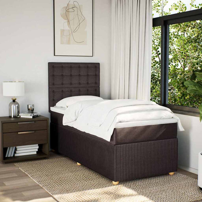 Pat box spring cu saltea, maro închis, 80x200 cm, textil - WALTI WALTI
