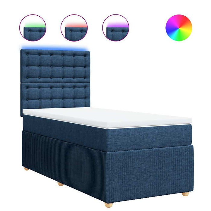 Pat box spring cu saltea, albastru, 80x200 cm, textil - WALTI WALTI