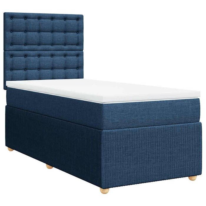 Pat box spring cu saltea, albastru, 80x200 cm, textil - WALTI WALTI