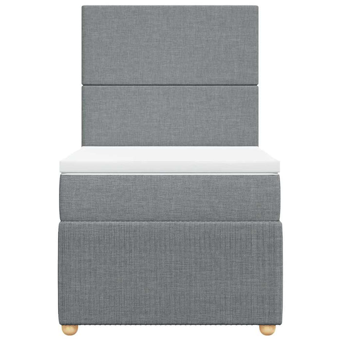 Pat box spring cu saltea, gri deschis, 90x190 cm, textil - WALTI WALTI