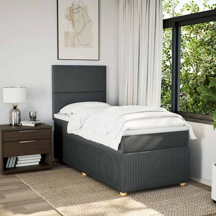 Pat box spring cu saltea, gri închis, 90x190 cm, textil - WALTI WALTI