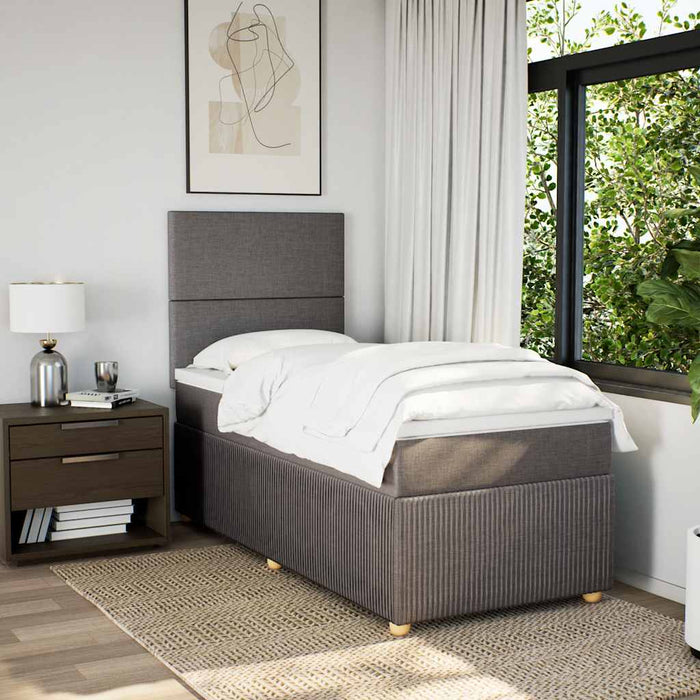 Pat box spring cu saltea, gri taupe, 90x190 cm, textil - WALTI WALTI