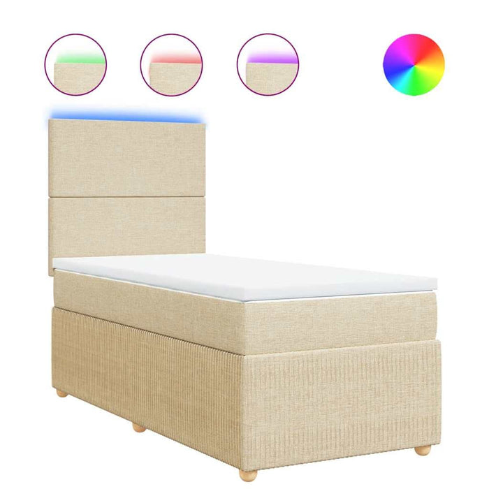 Pat box spring cu saltea, crem, 90x190 cm, textil - WALTI WALTI
