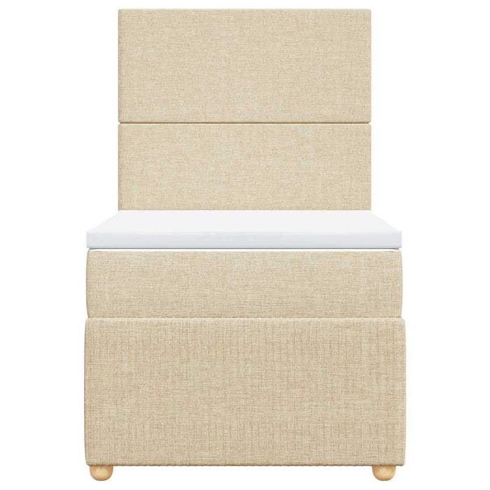 Pat box spring cu saltea, crem, 90x190 cm, textil - WALTI WALTI