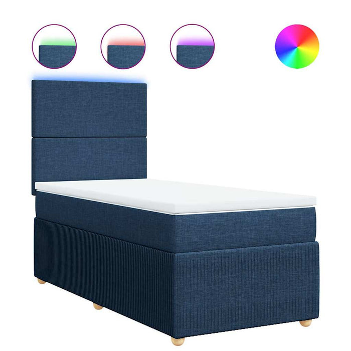 Pat box spring cu saltea, albastru, 90x190 cm, textil - WALTI WALTI