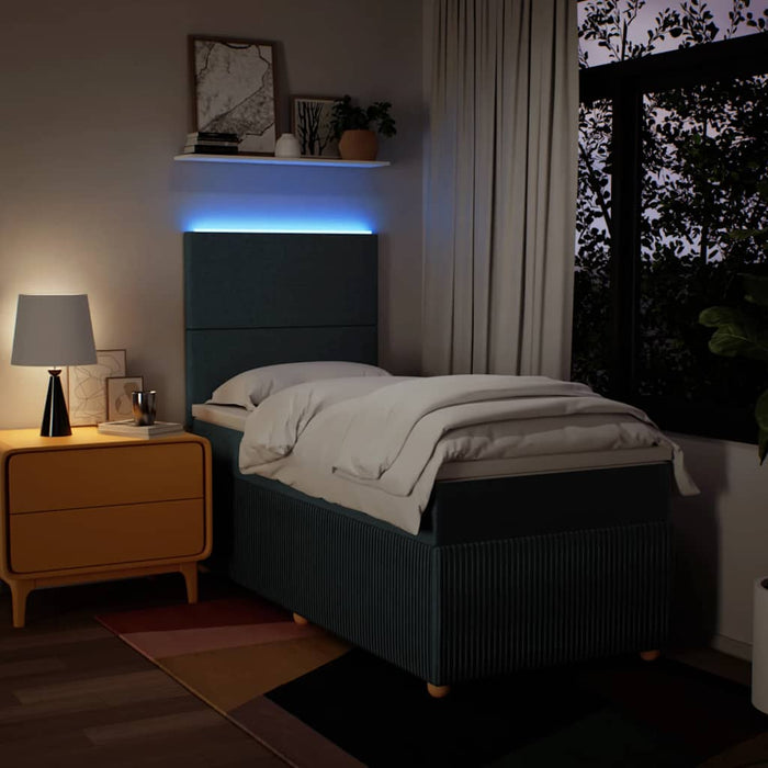 Pat box spring cu saltea, albastru, 90x190 cm, textil - WALTI WALTI