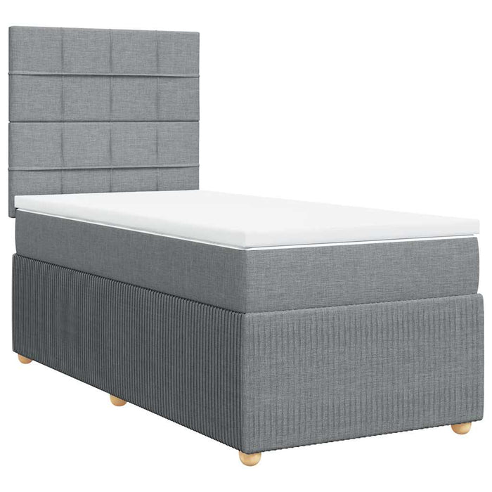 Pat box spring cu saltea, gri deschis, 90x190 cm, textil - WALTI WALTI