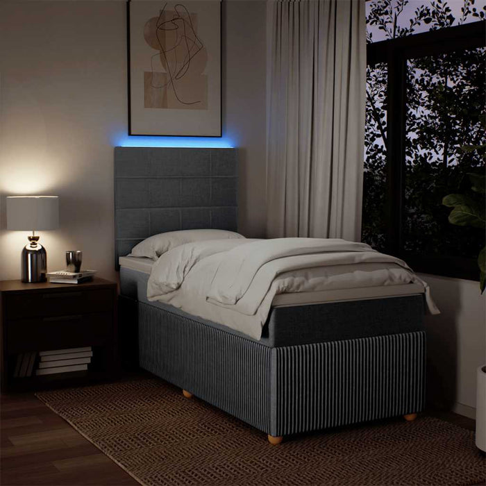 Pat box spring cu saltea, gri deschis, 90x190 cm, textil - WALTI WALTI