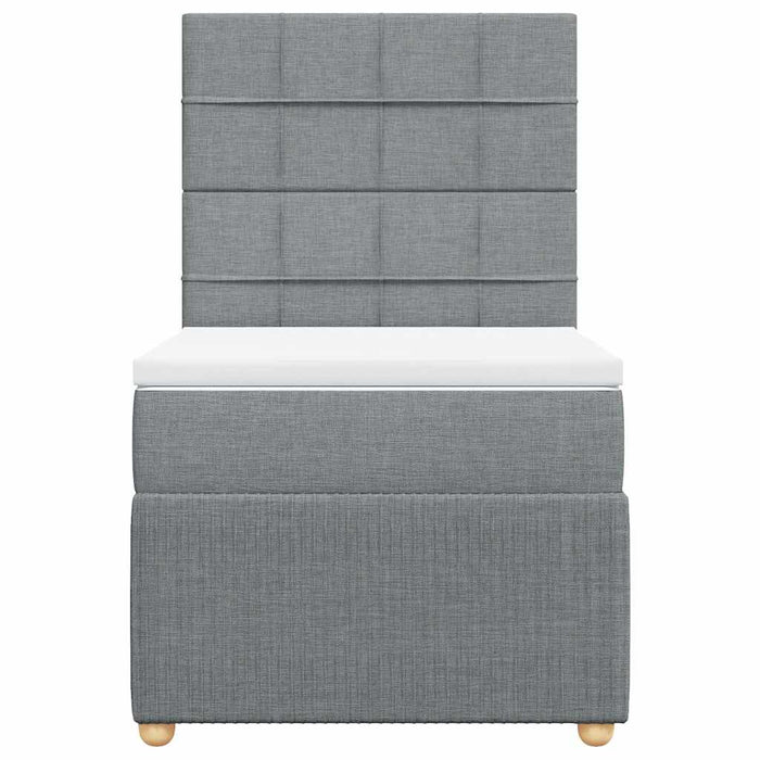 Pat box spring cu saltea, gri deschis, 90x190 cm, textil - WALTI WALTI
