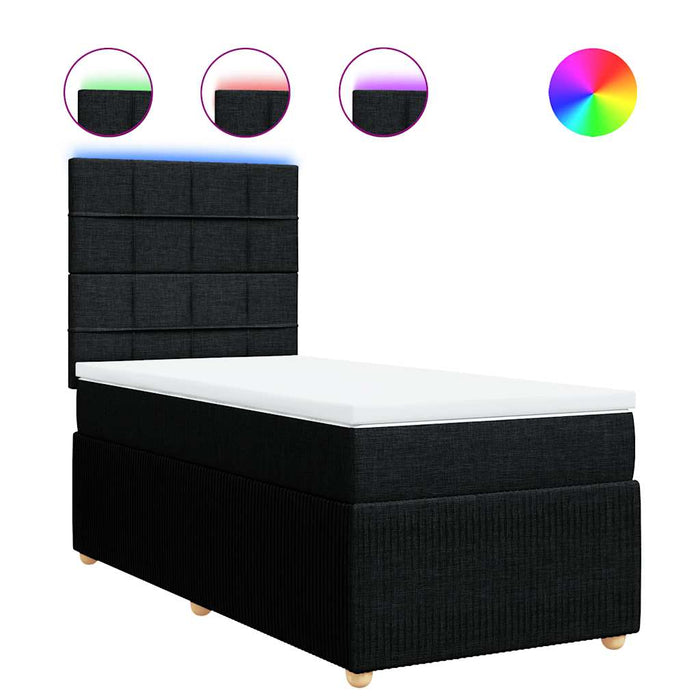 Pat box spring cu saltea, negru, 90x190 cm, textil - WALTI WALTI