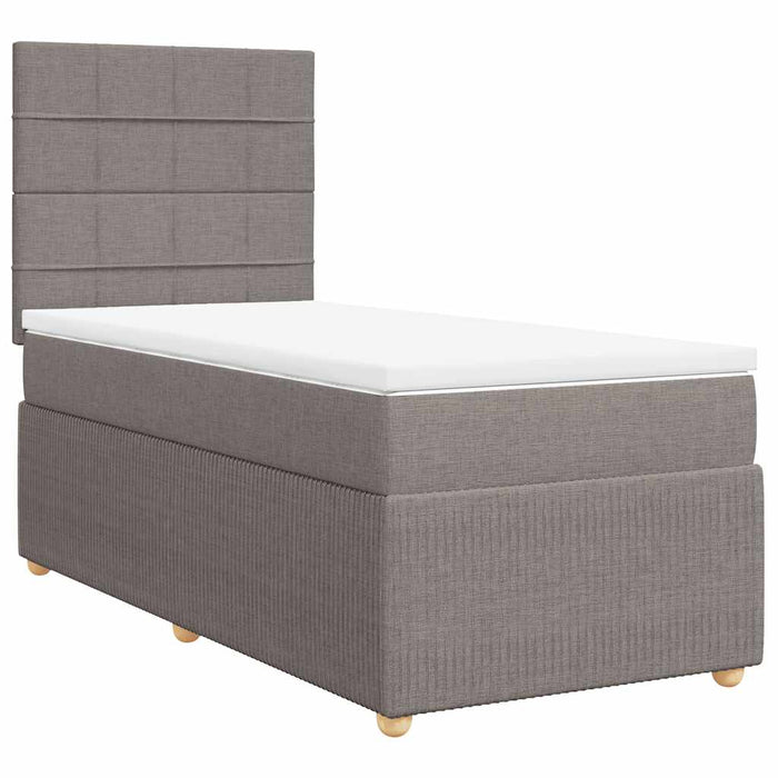 Pat box spring cu saltea, gri taupe, 90x190 cm, textil - WALTI WALTI