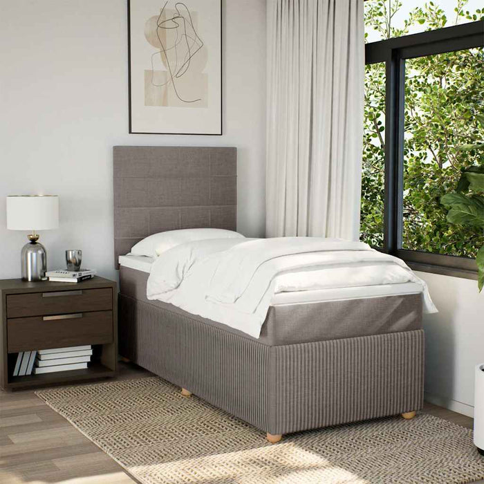 Pat box spring cu saltea, gri taupe, 90x190 cm, textil - WALTI WALTI