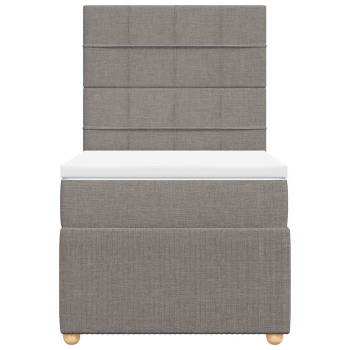 Pat box spring cu saltea, gri taupe, 90x190 cm, textil - WALTI WALTI