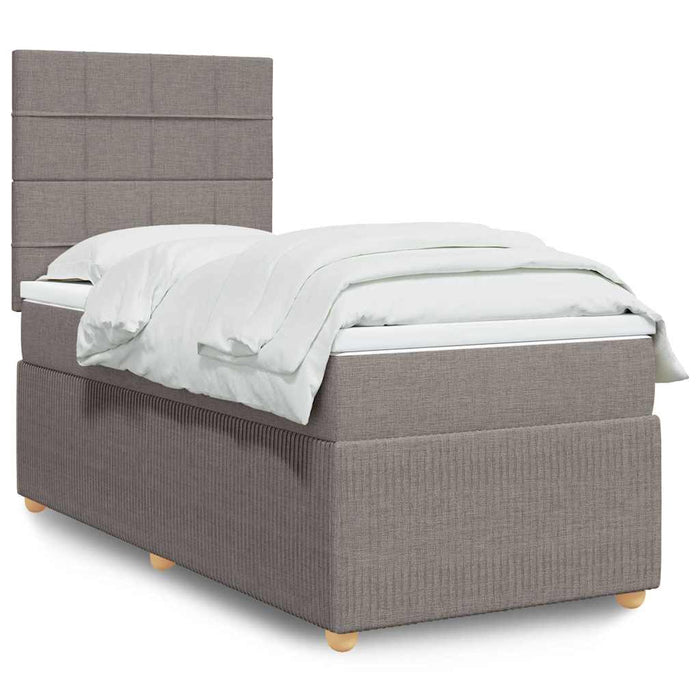 Pat box spring cu saltea, gri taupe, 90x190 cm, textil - WALTI WALTI