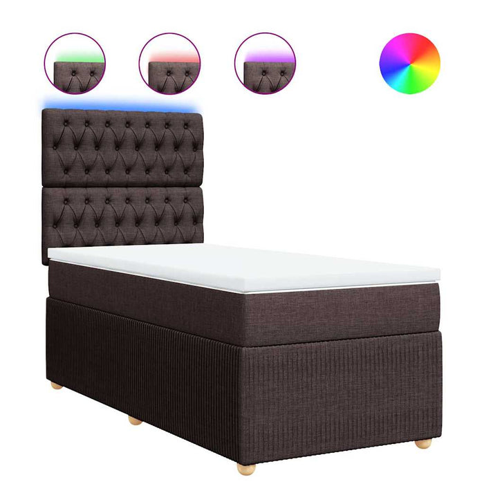 Pat box spring cu saltea, maro închis, 90x190 cm, textil - WALTI WALTI
