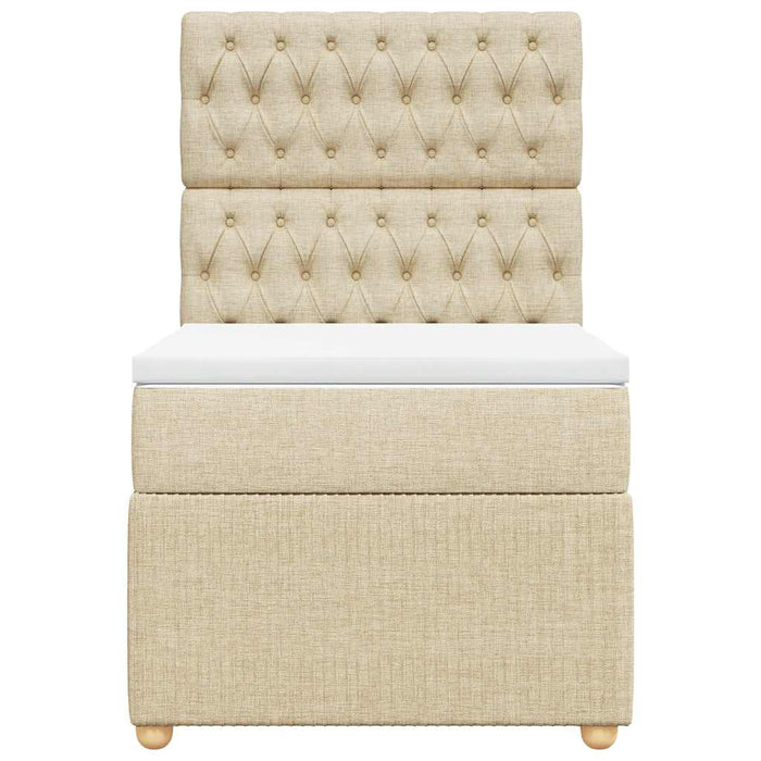 Pat box spring cu saltea, crem, 90x190 cm, textil - WALTI WALTI