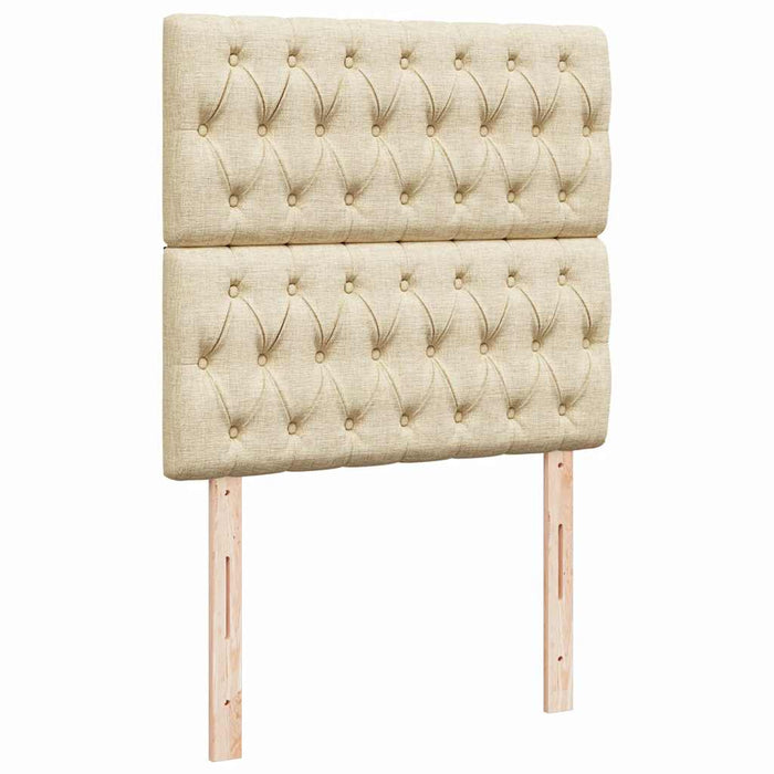 Pat box spring cu saltea, crem, 90x190 cm, textil - WALTI WALTI