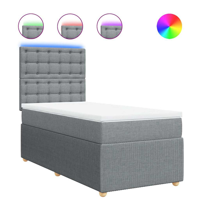 Pat box spring cu saltea, gri deschis, 90x190 cm, textil - WALTI WALTI