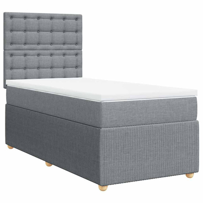 Pat box spring cu saltea, gri deschis, 90x190 cm, textil - WALTI WALTI