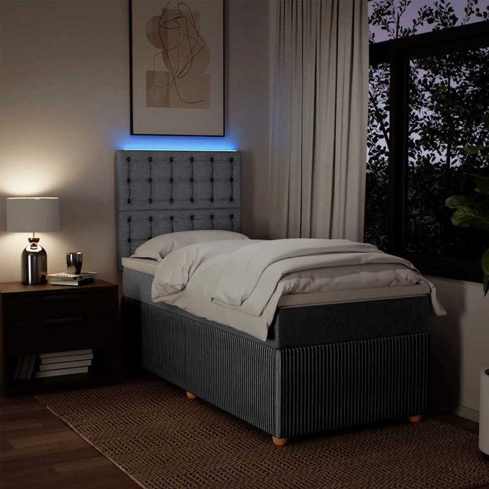Pat box spring cu saltea, gri deschis, 90x190 cm, textil - WALTI WALTI