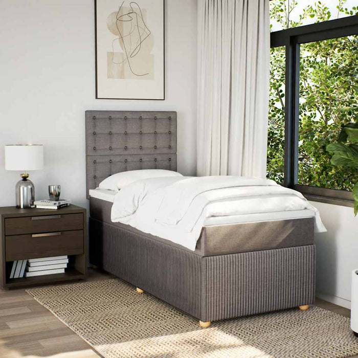 Pat box spring cu saltea, gri taupe, 90x190 cm, textil - WALTI WALTI