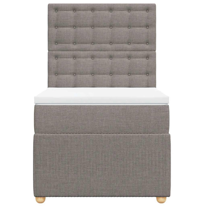 Pat box spring cu saltea, gri taupe, 90x190 cm, textil - WALTI WALTI