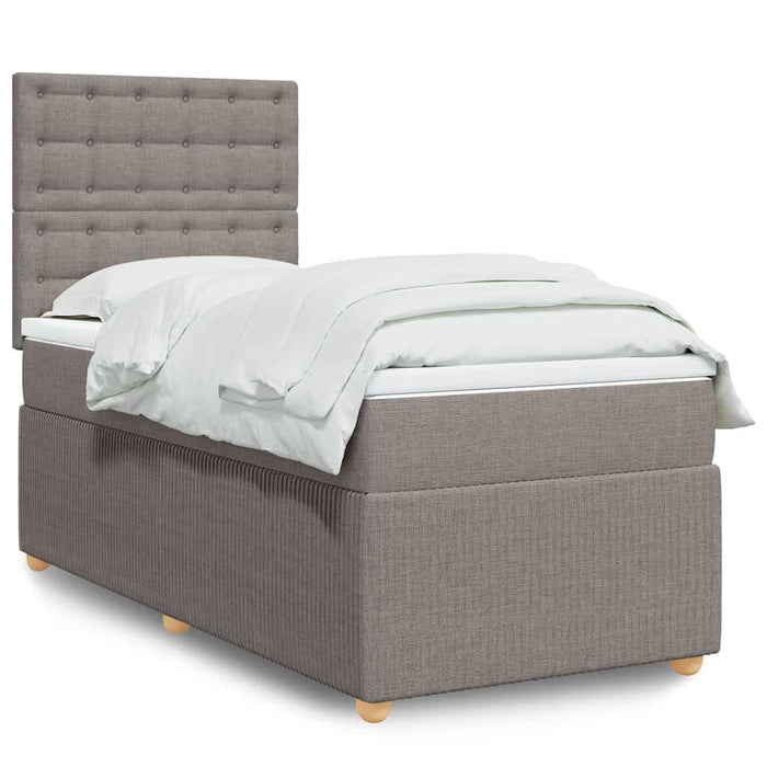 Pat box spring cu saltea, gri taupe, 90x190 cm, textil - WALTI WALTI