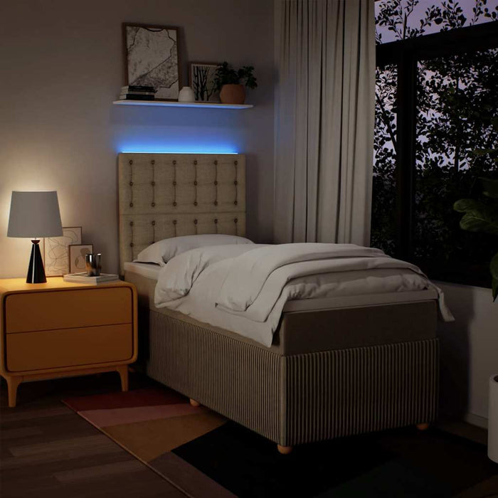 Pat box spring cu saltea, crem, 90x190 cm, textil - WALTI WALTI
