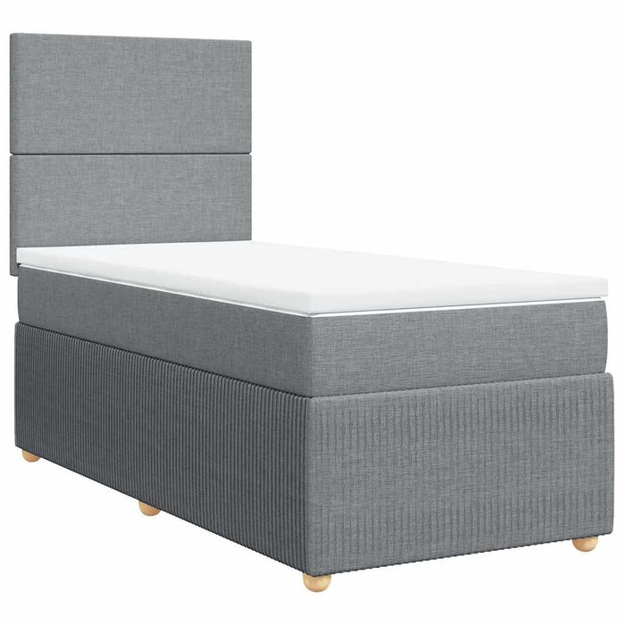 Pat box spring cu saltea, gri deschis, 90x200 cm, textil - WALTI WALTI