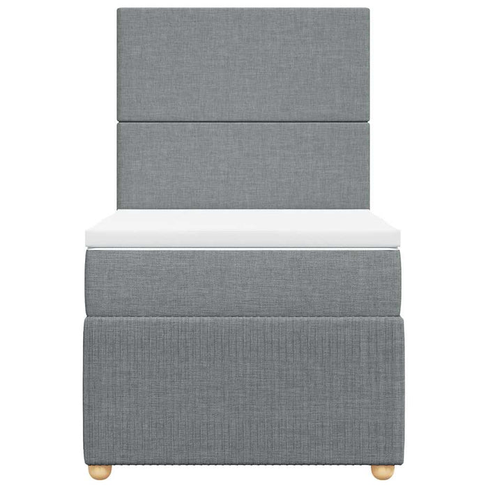Pat box spring cu saltea, gri deschis, 90x200 cm, textil - WALTI WALTI