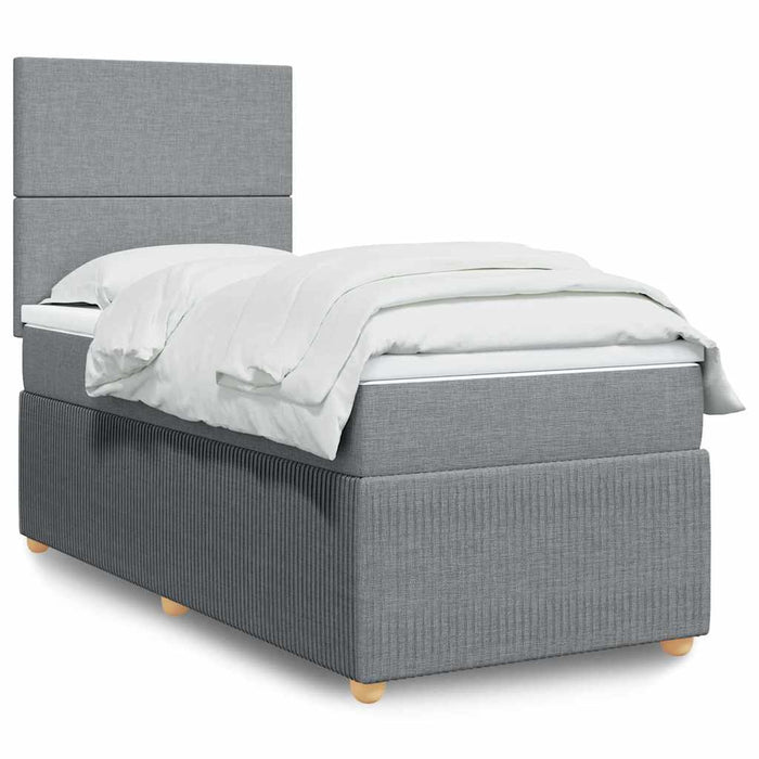 Pat box spring cu saltea, gri deschis, 90x200 cm, textil - WALTI WALTI
