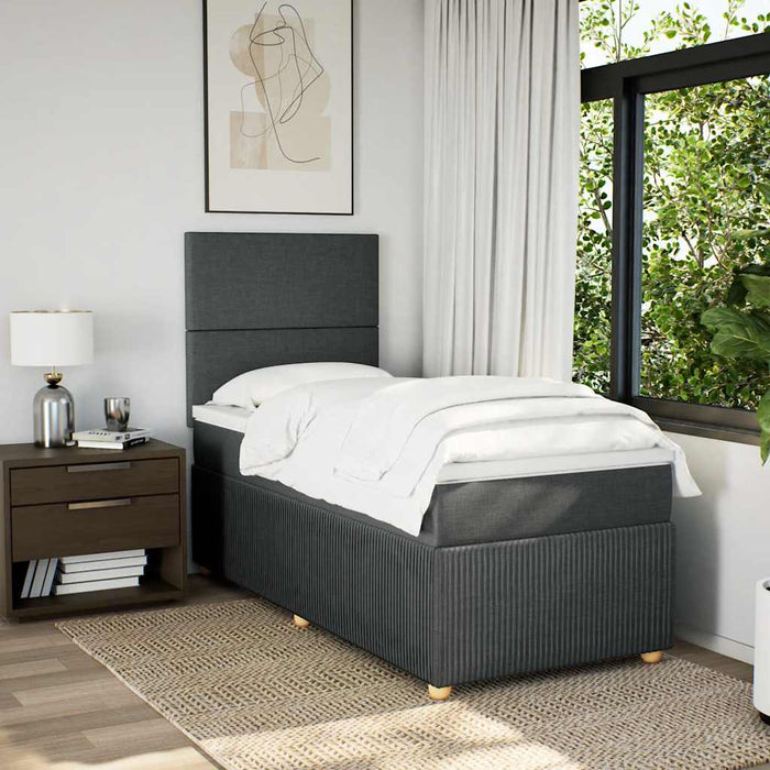 Pat box spring cu saltea, gri închis, 90x200 cm, textil - WALTI WALTI