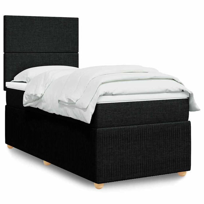 Pat box spring cu saltea, negru, 90x200 cm, textil - WALTI WALTI