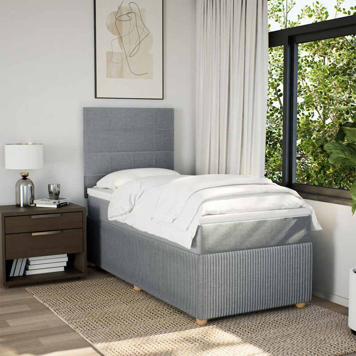Pat box spring cu saltea, gri deschis, 90x200 cm, textil - WALTI WALTI