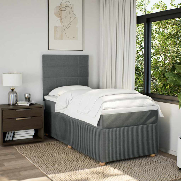 Pat box spring cu saltea, gri închis, 90x200 cm, textil - WALTI WALTI