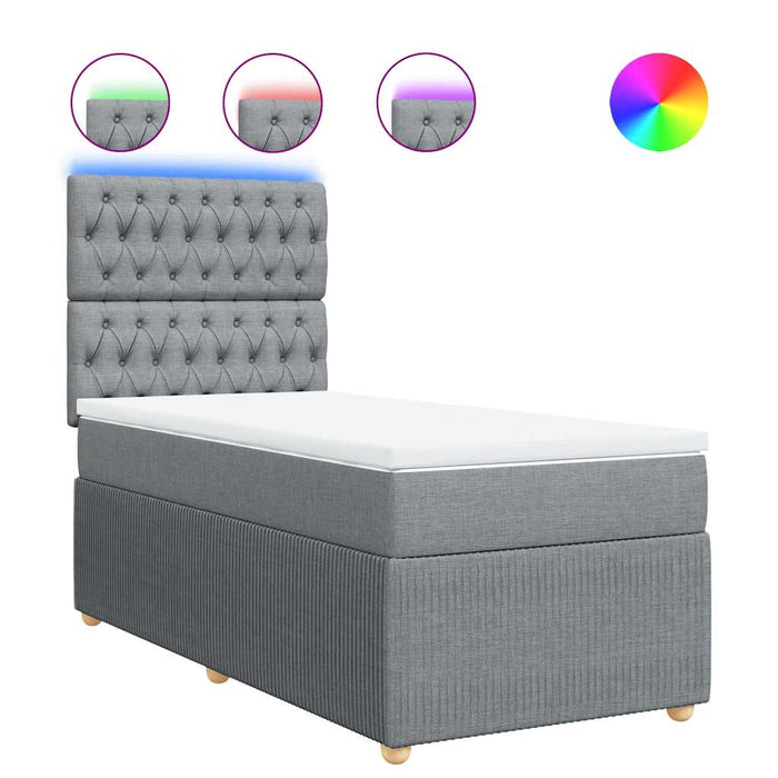 Pat box spring cu saltea, gri deschis, 90x200 cm, textil - WALTI WALTI