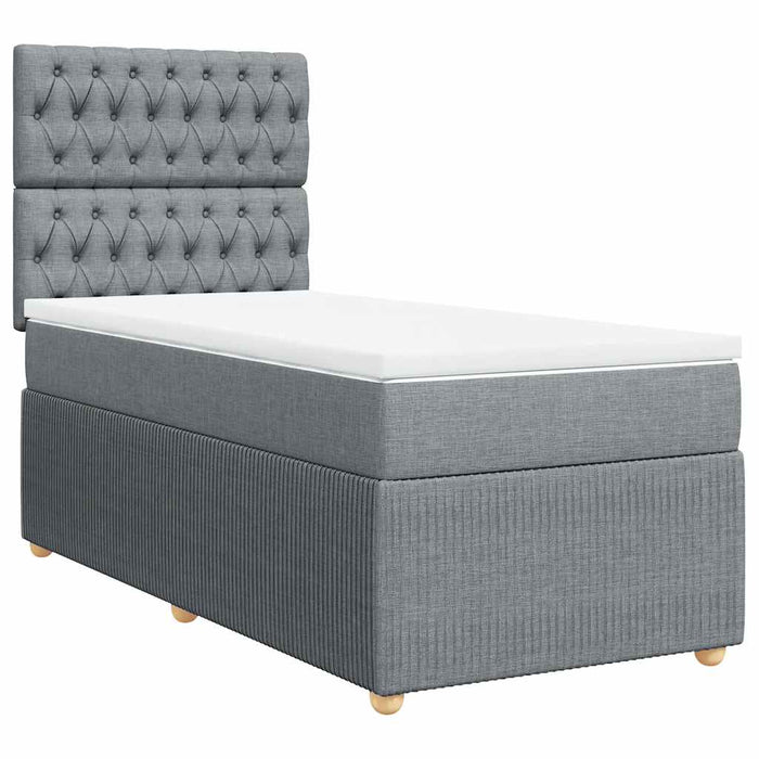 Pat box spring cu saltea, gri deschis, 90x200 cm, textil - WALTI WALTI