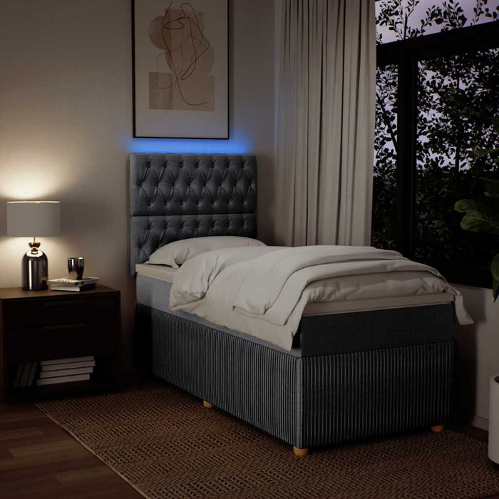 Pat box spring cu saltea, gri deschis, 90x200 cm, textil - WALTI WALTI