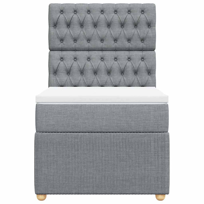 Pat box spring cu saltea, gri deschis, 90x200 cm, textil - WALTI WALTI